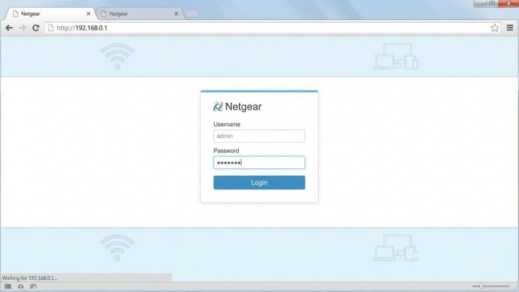 192.168.0.1 router admin login page with username and password fields in web browser