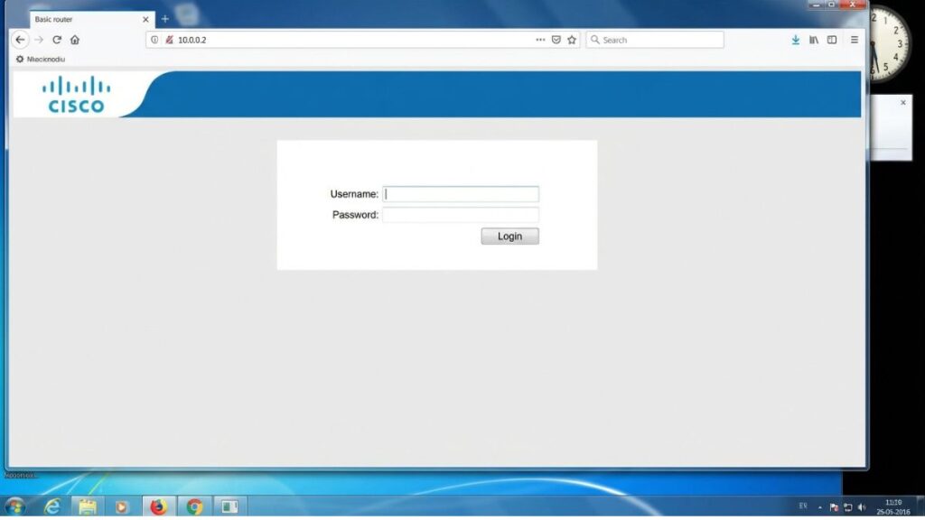 10.0.0.2 router login admin page displayed in browser with username and password fields