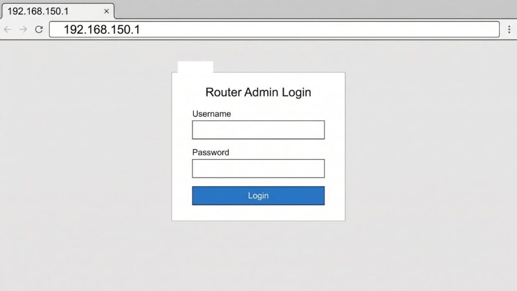 192.168.150.1 router admin login page with username and password fields