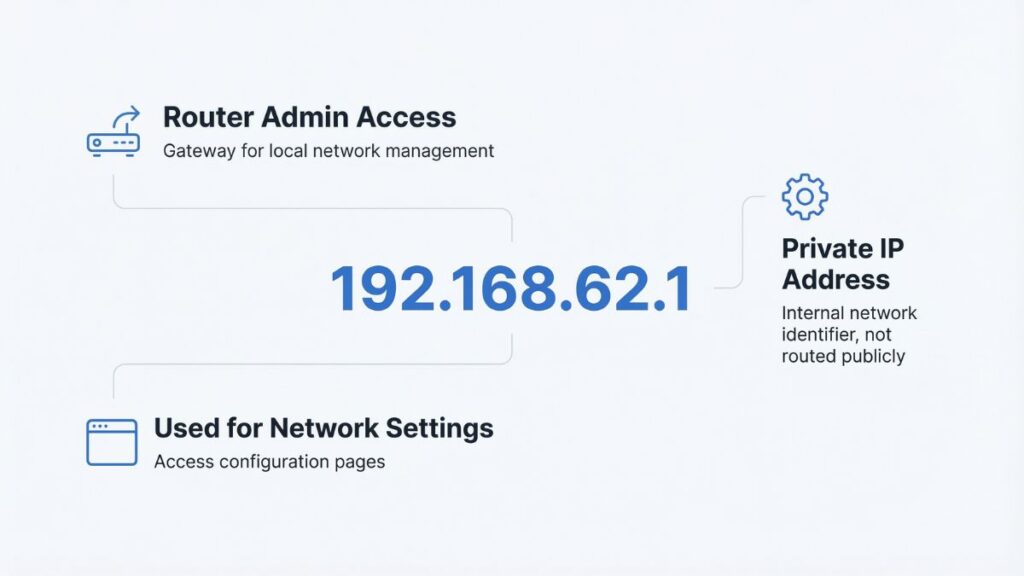 192.168.62.1 router admin access private ip address used for network settings configuration
