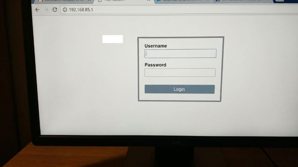192.168.85.1 router login page with username and password fields