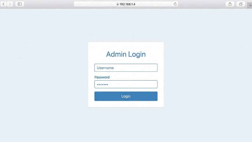 192.168.1.4 admin login page showing username and password fields in a clean browser interface