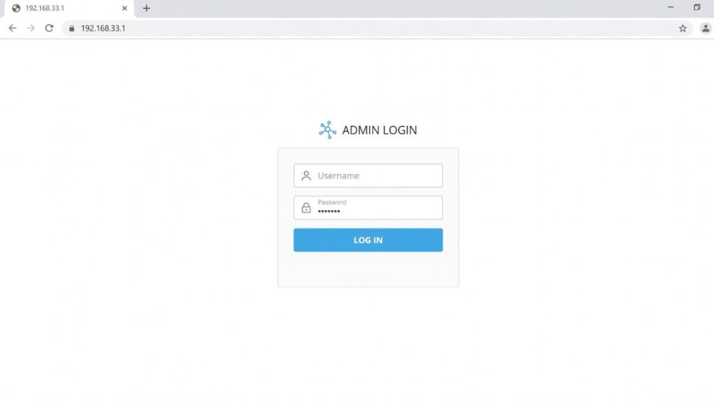 192.168.33.1 admin login page showing username and password fields with login button in browser interface