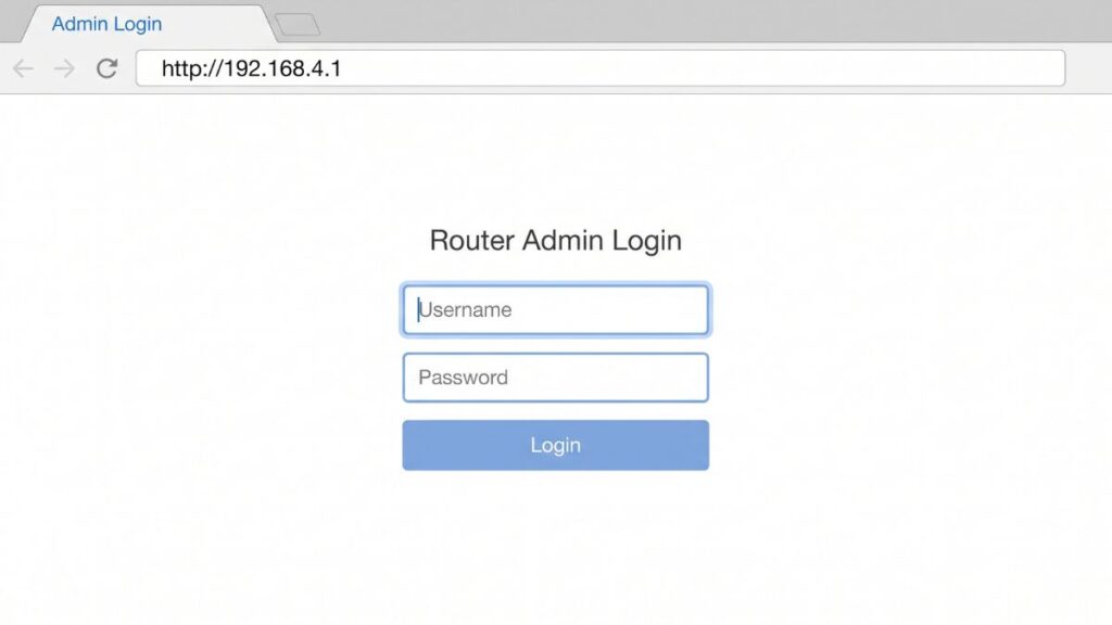 192.168.4.1 router admin login page in browser with username and password fields